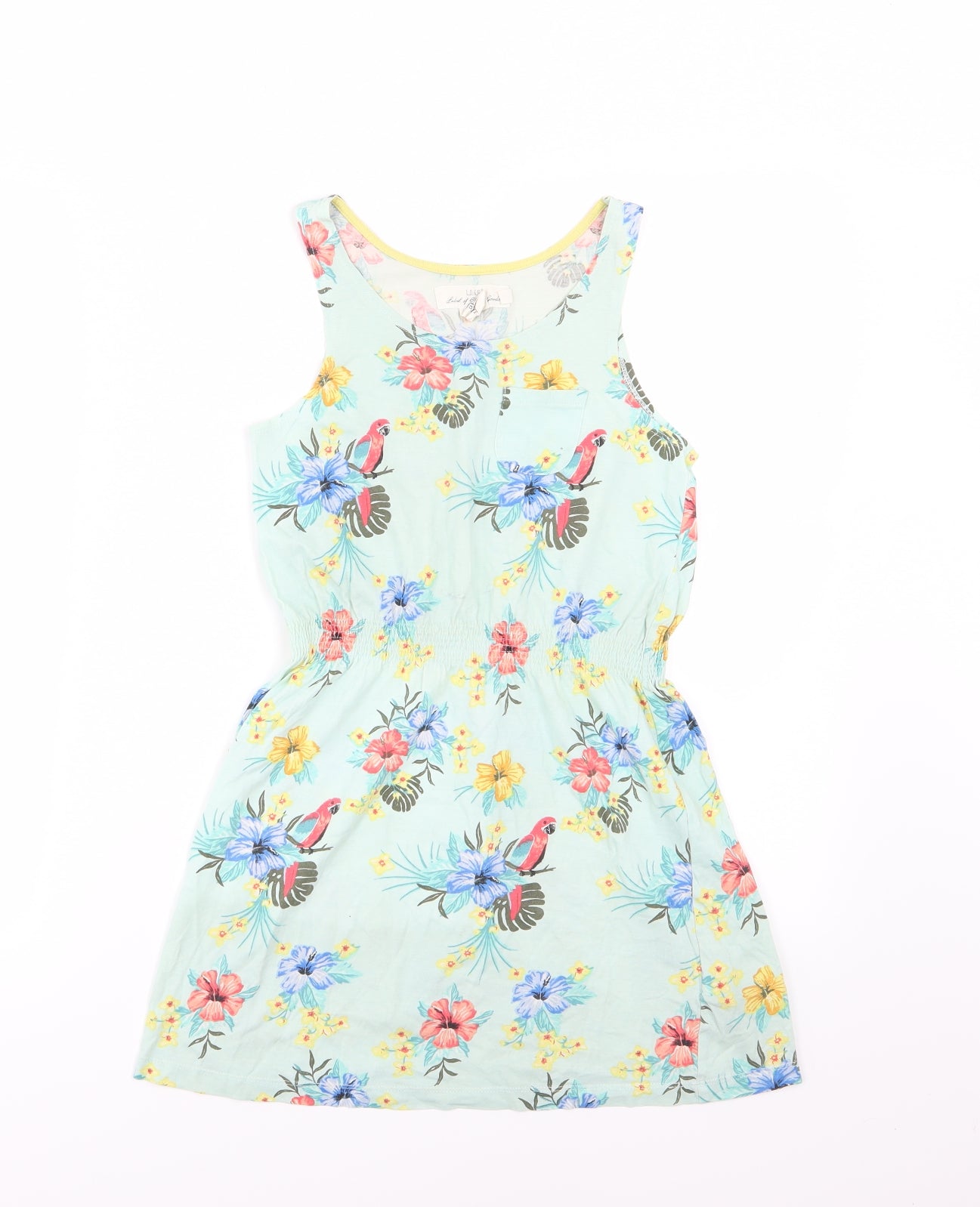 H&M Girls Green Floral Jersey A-Line  Size 8-9 Years