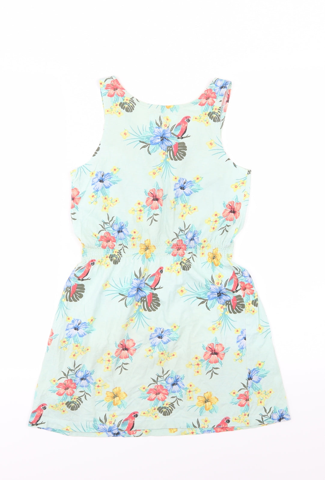 H&M Girls Green Floral Jersey A-Line  Size 8-9 Years