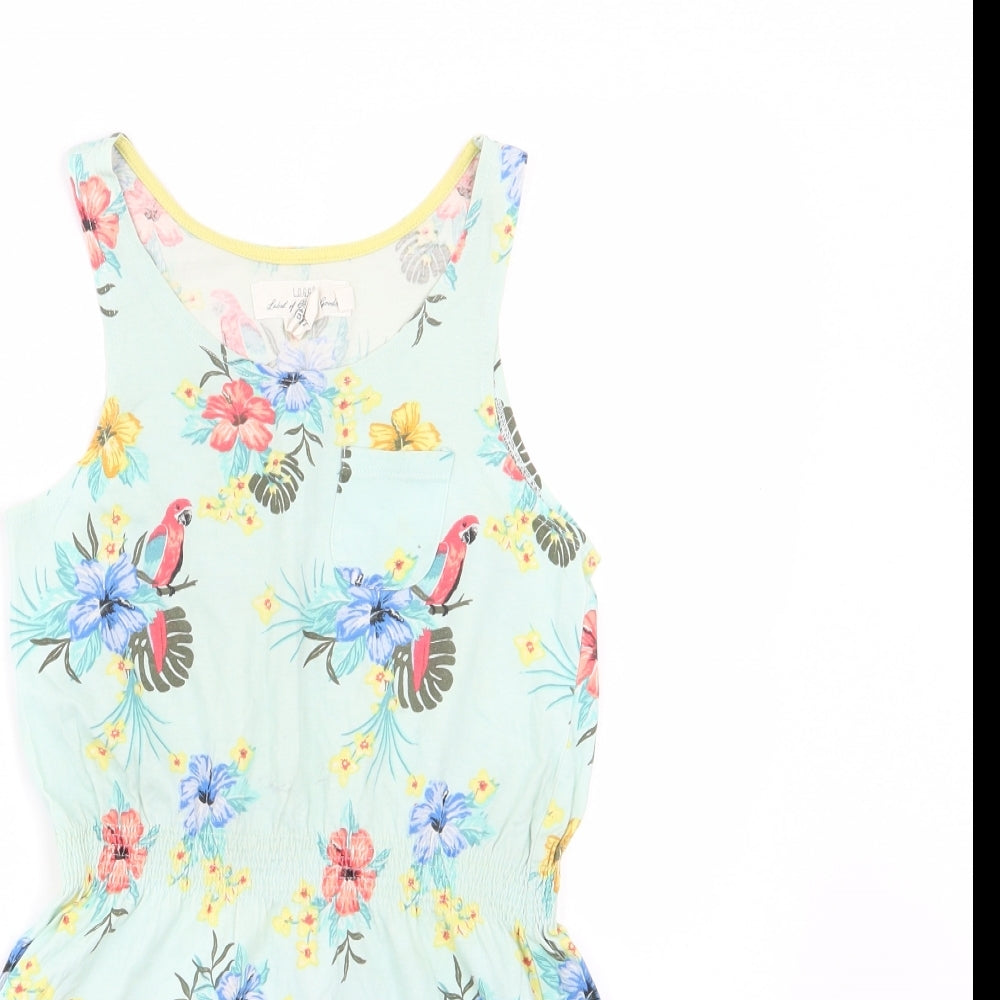 H&M Girls Green Floral Jersey A-Line  Size 8-9 Years