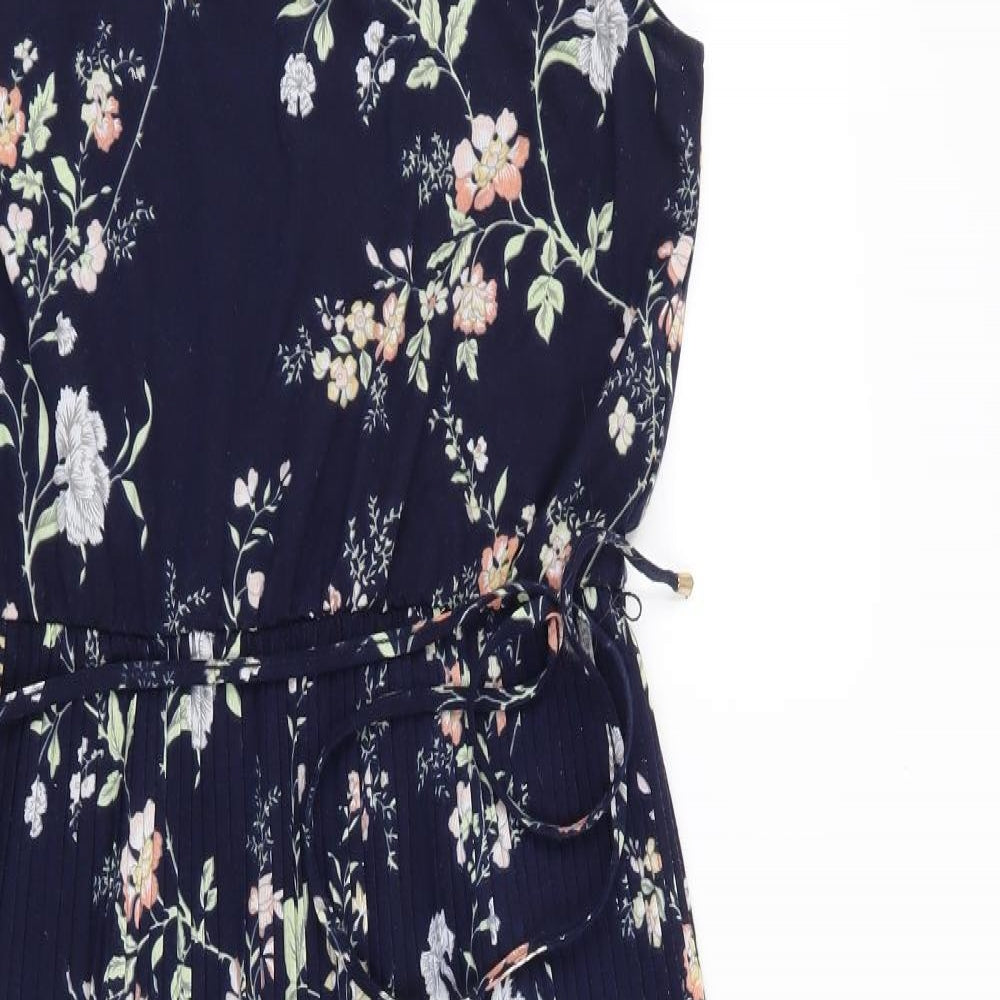 Oasis Womens Blue Floral  Fit & Flare  Size M