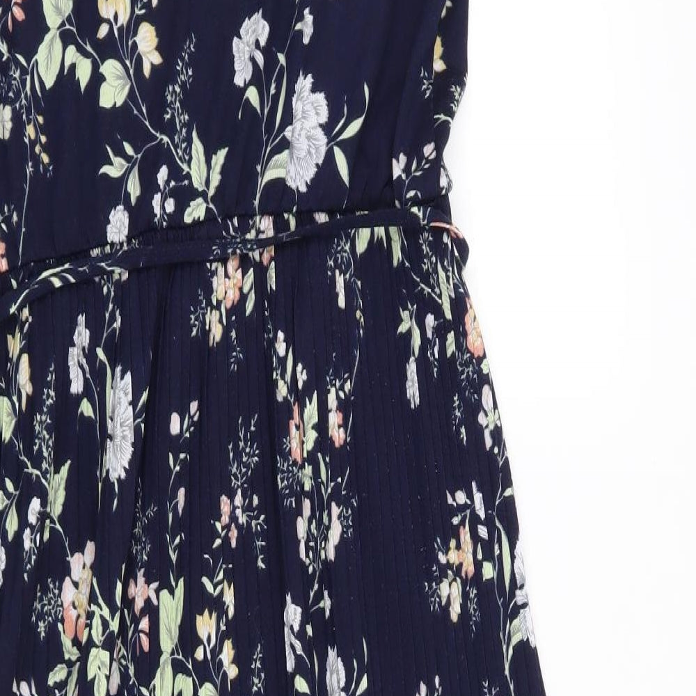 Oasis Womens Blue Floral  Fit & Flare  Size M