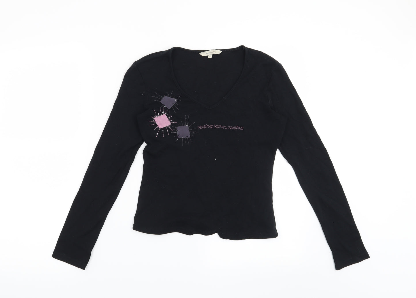 Rocha John Rocha Womens Black   Basic T-Shirt Size 8