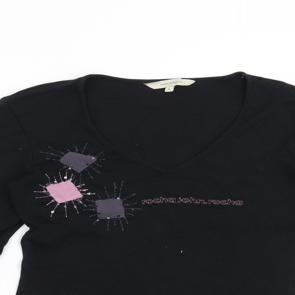 Rocha John Rocha Womens Black   Basic T-Shirt Size 8