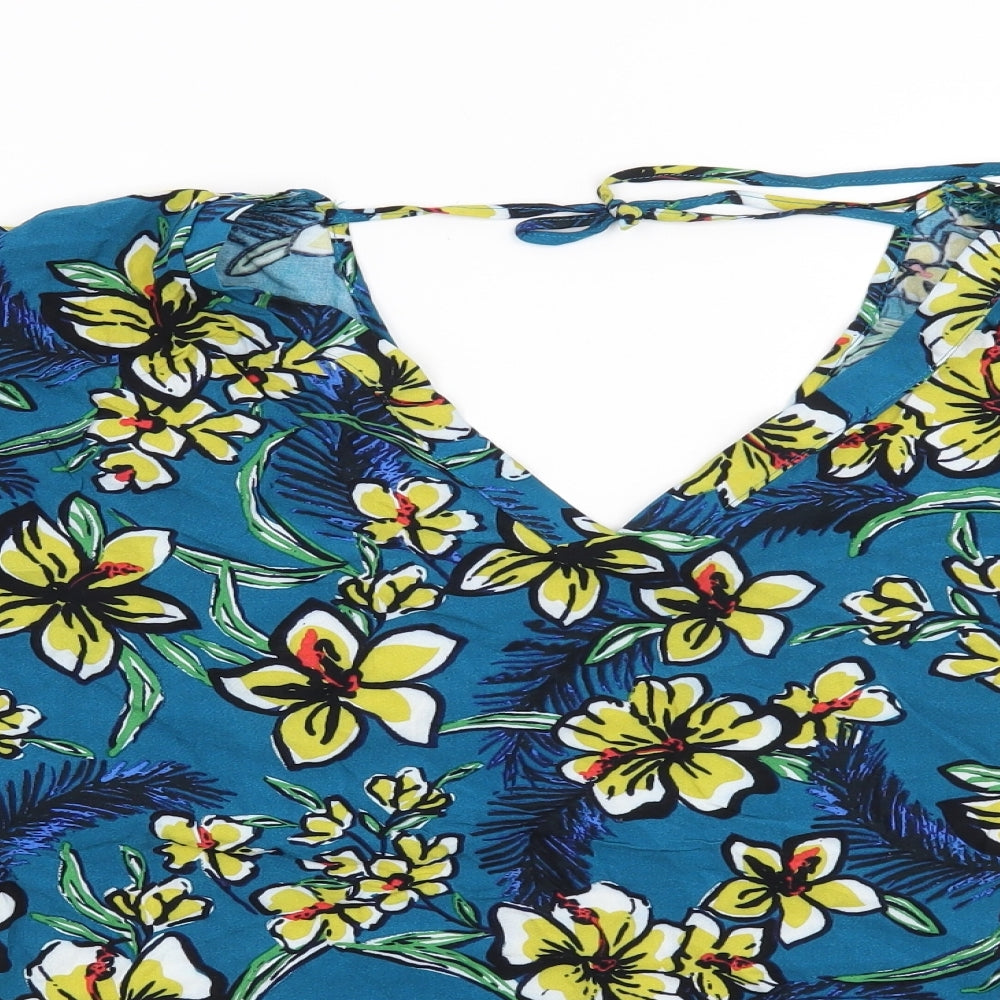 Matalan Womens Blue Floral  Basic Blouse Size 16