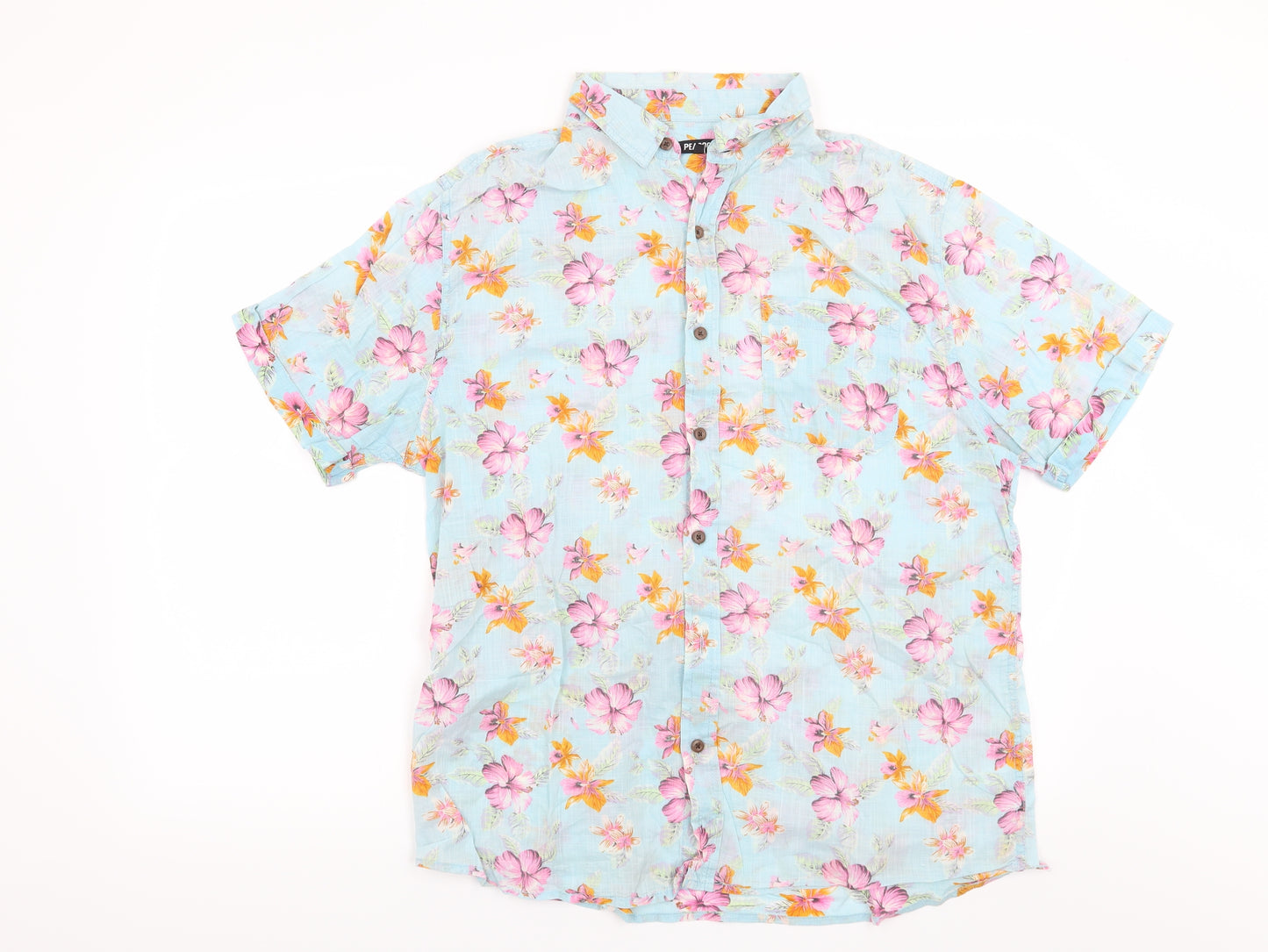Peacocks Mens Blue Floral   Button-Up Size L