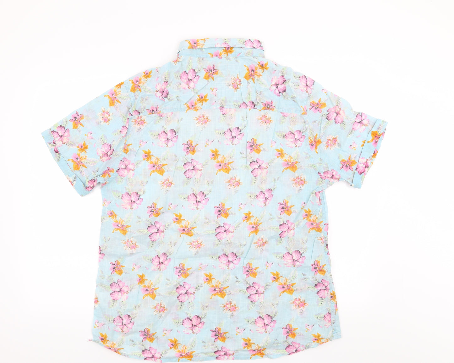 Peacocks Mens Blue Floral   Button-Up Size L