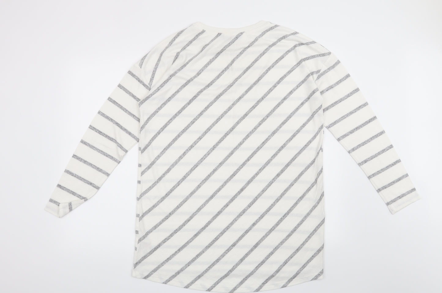 F&F Womens White Striped  Pullover Sweatshirt Size 16