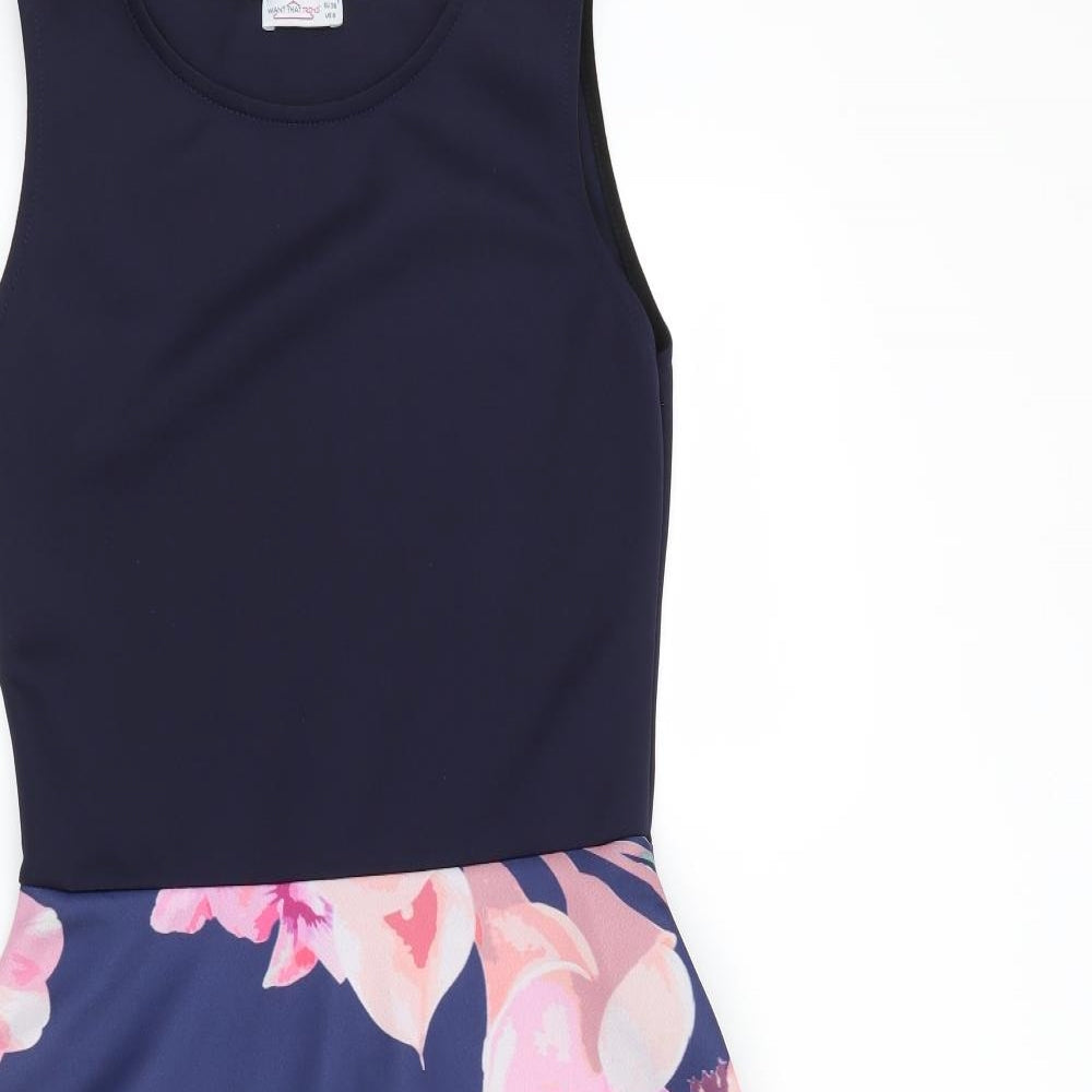 Want That Trend Womens Blue Floral  Fit & Flare  Size 10