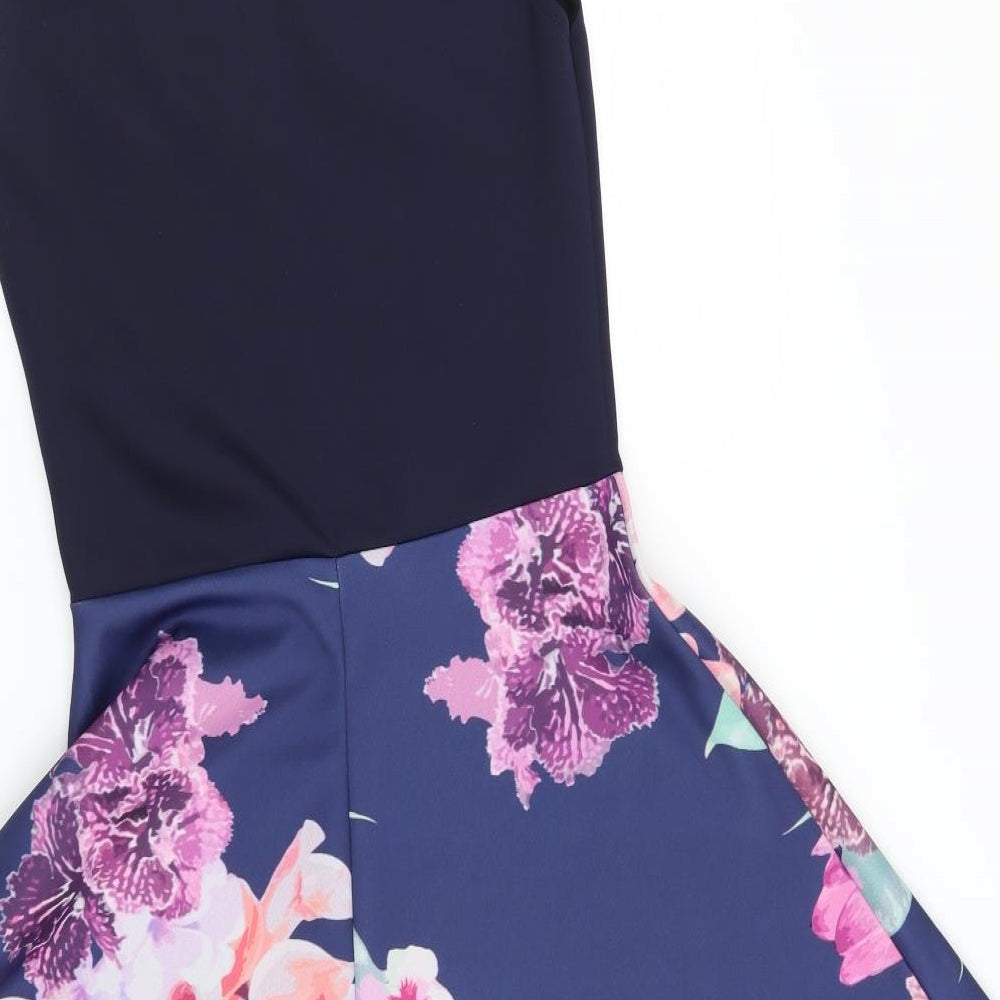 Want That Trend Womens Blue Floral  Fit & Flare  Size 10