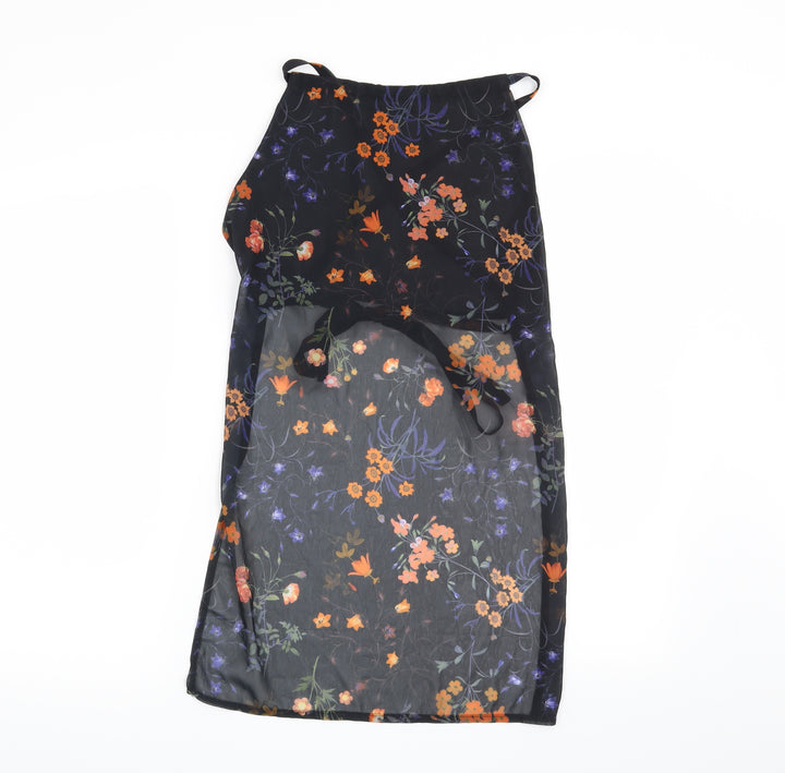 Missguided Womens Black Floral  Basic Blouse Size 8