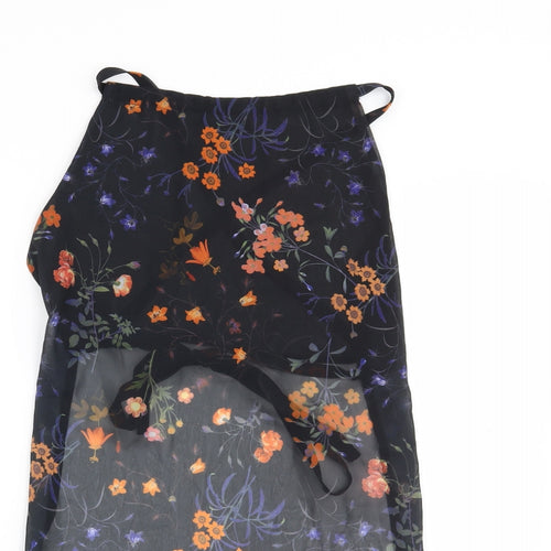 Missguided Womens Black Floral  Basic Blouse Size 8
