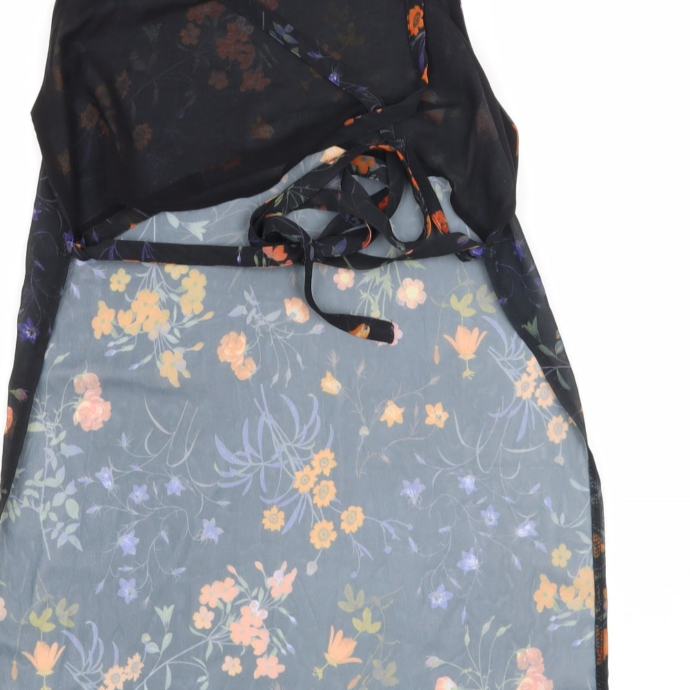 Missguided Womens Black Floral  Basic Blouse Size 8
