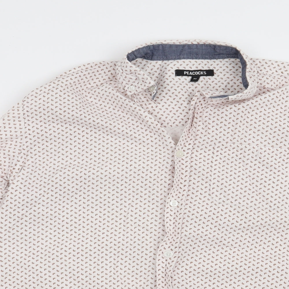 Peacocks Mens White Paisley   Button-Up Size M