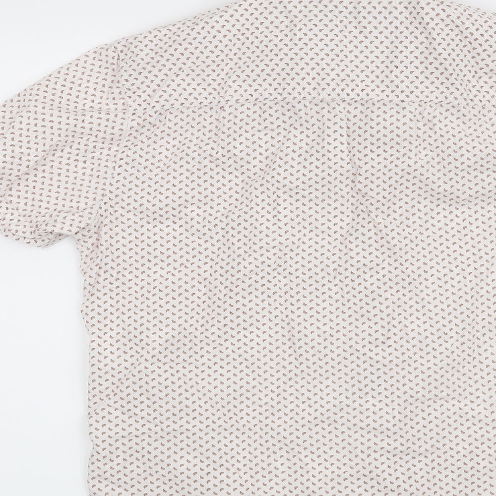 Peacocks Mens White Paisley   Button-Up Size M