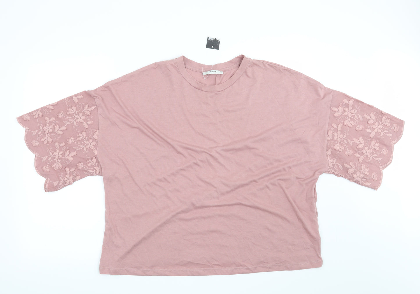 George Womens Pink Floral  Basic T-Shirt Size 18