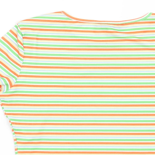 SheIn Womens Green Striped  Basic T-Shirt Size L