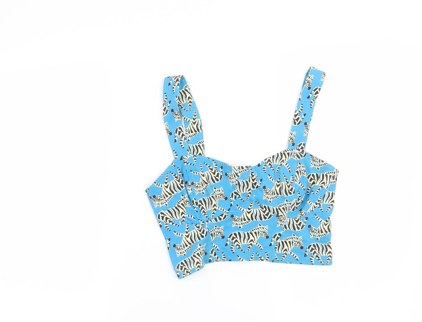 Topshop Womens Blue   Cropped Blouse Size 10  - Zebra