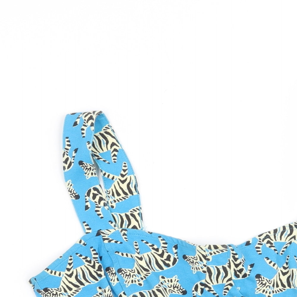 Topshop Womens Blue   Cropped Blouse Size 10  - Zebra