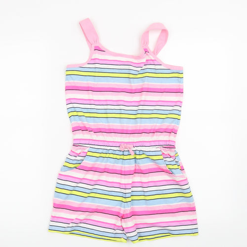 George Girls Pink Striped  Playsuit One-Piece Size 9-10 Years