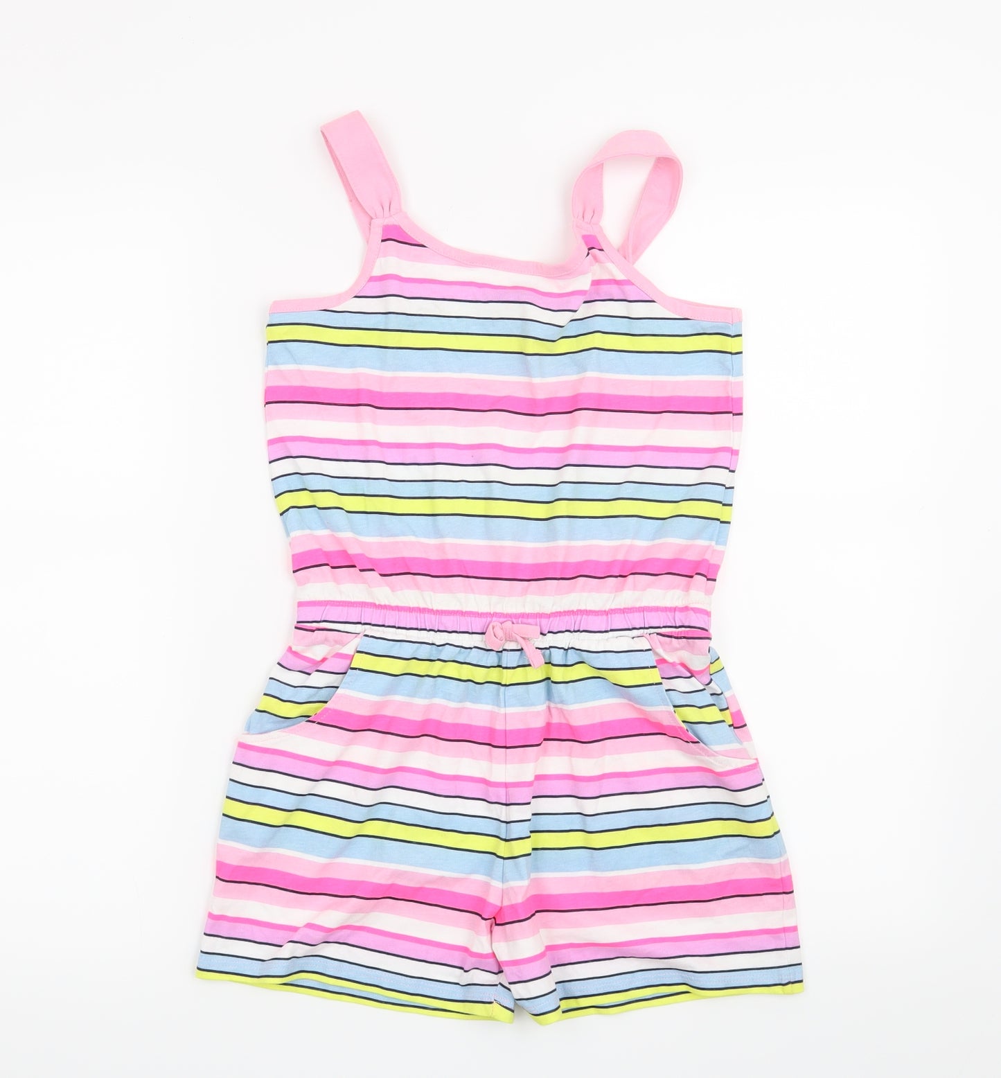 George Girls Pink Striped  Playsuit One-Piece Size 9-10 Years