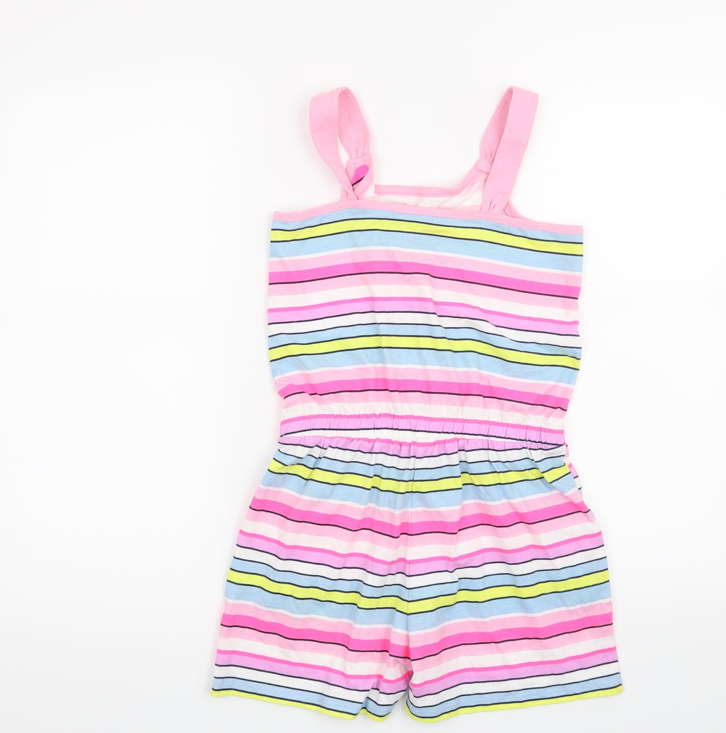 George Girls Pink Striped  Playsuit One-Piece Size 9-10 Years