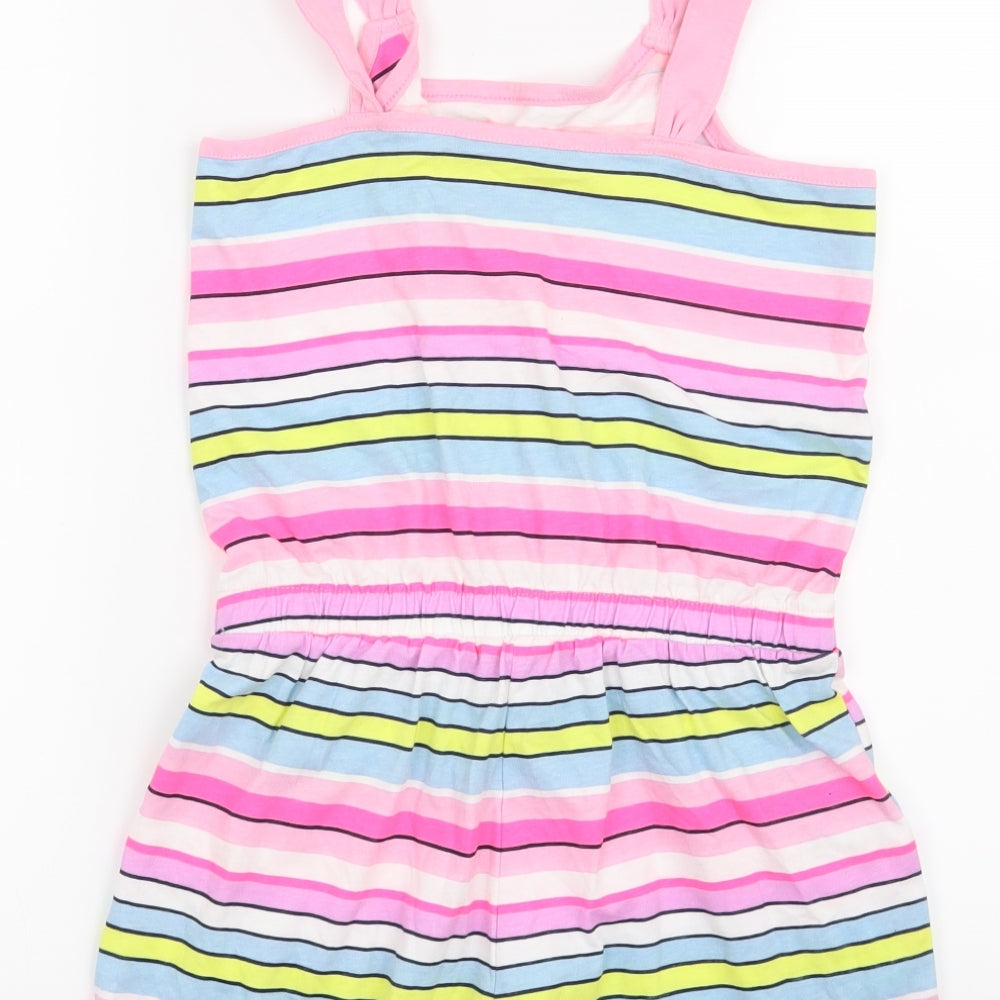 George Girls Pink Striped  Playsuit One-Piece Size 9-10 Years