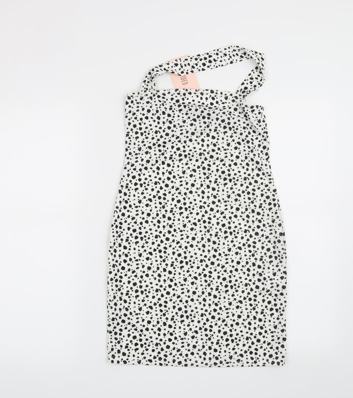 Missguided Womens White Animal Print Bodycon Size 8