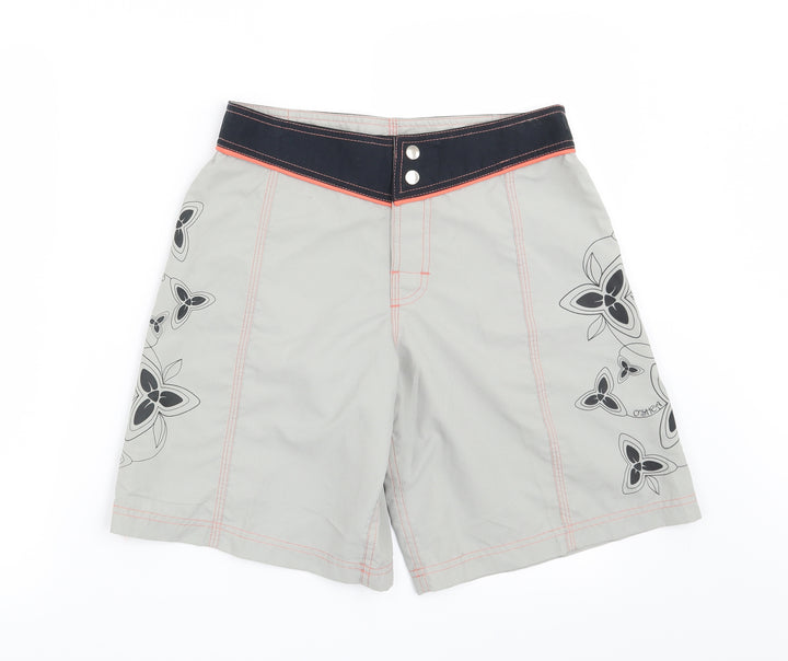 Preworn Womens Grey Floral Bermuda Shorts Size S
