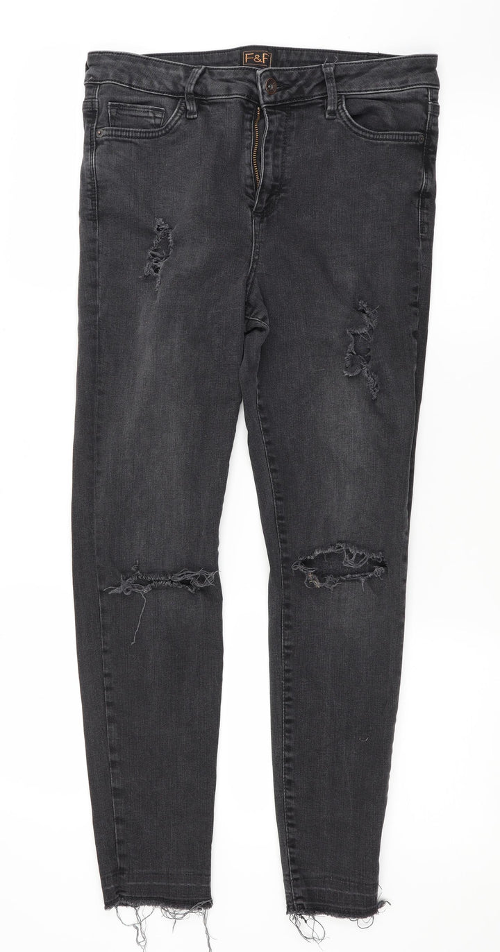 F&F Womens Black Skinny Jeans Size 30 in L24 in