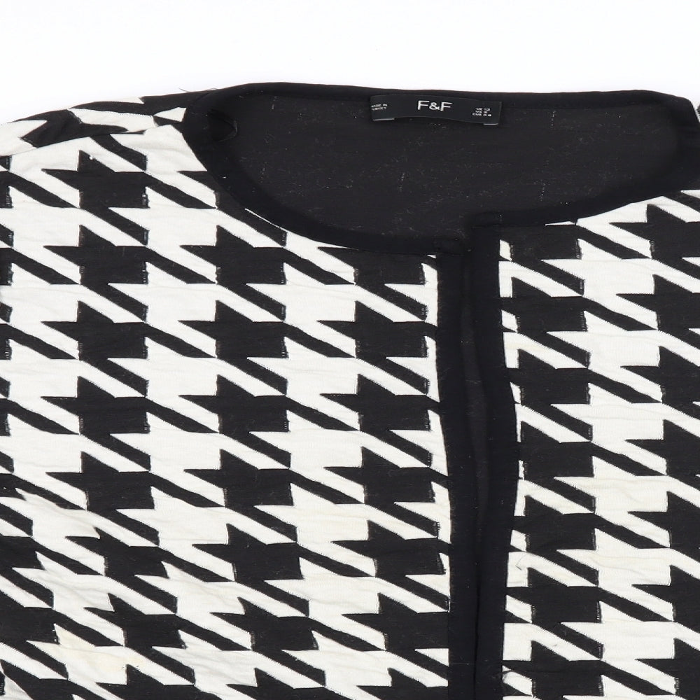 F&F Womens Ivory Houndstooth  Cardigan Jumper Size 12