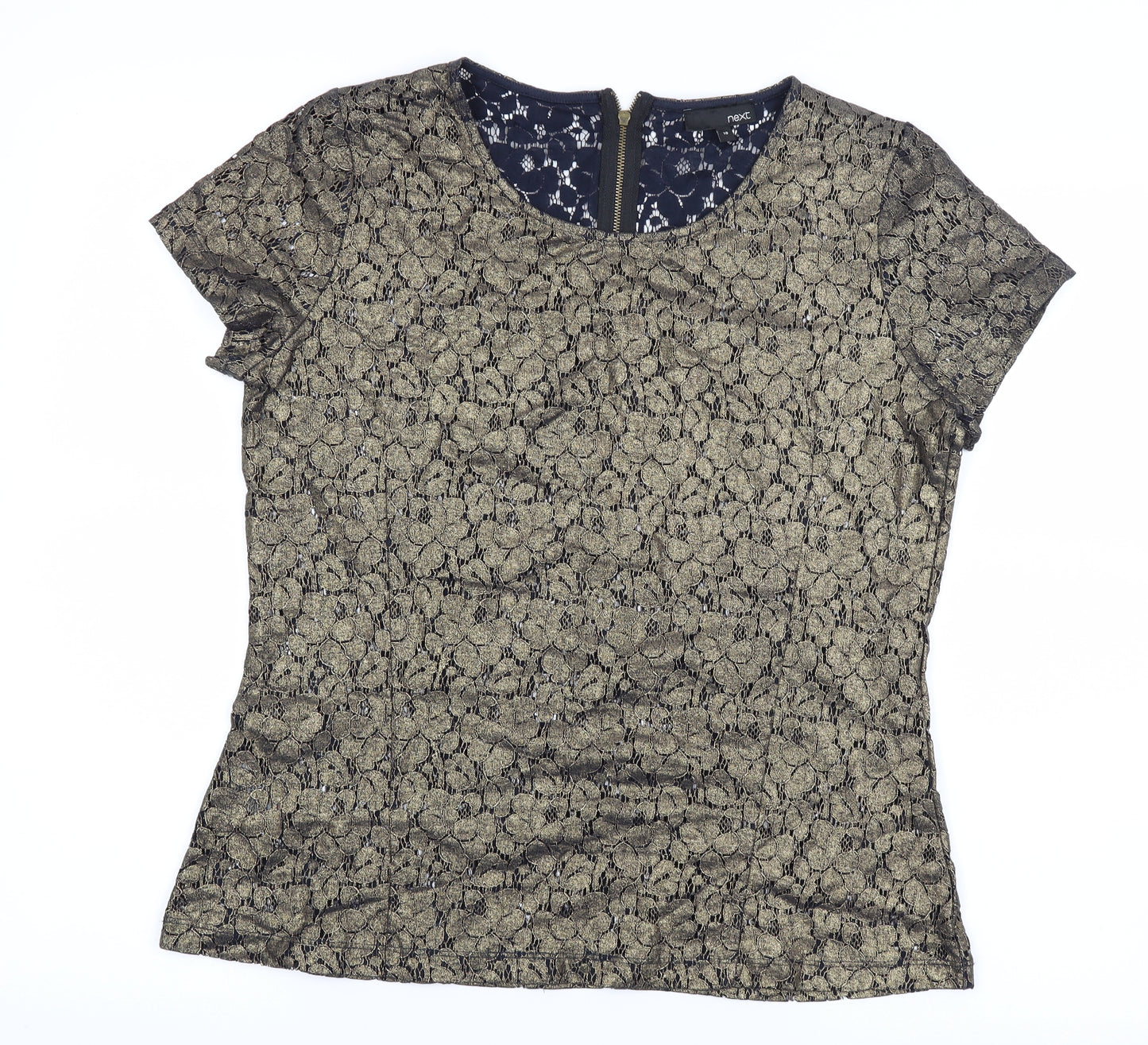 NEXT Womens Gold Floral  Basic Blouse Size 10