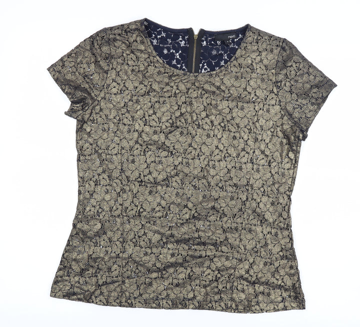 NEXT Womens Gold Floral  Basic Blouse Size 10