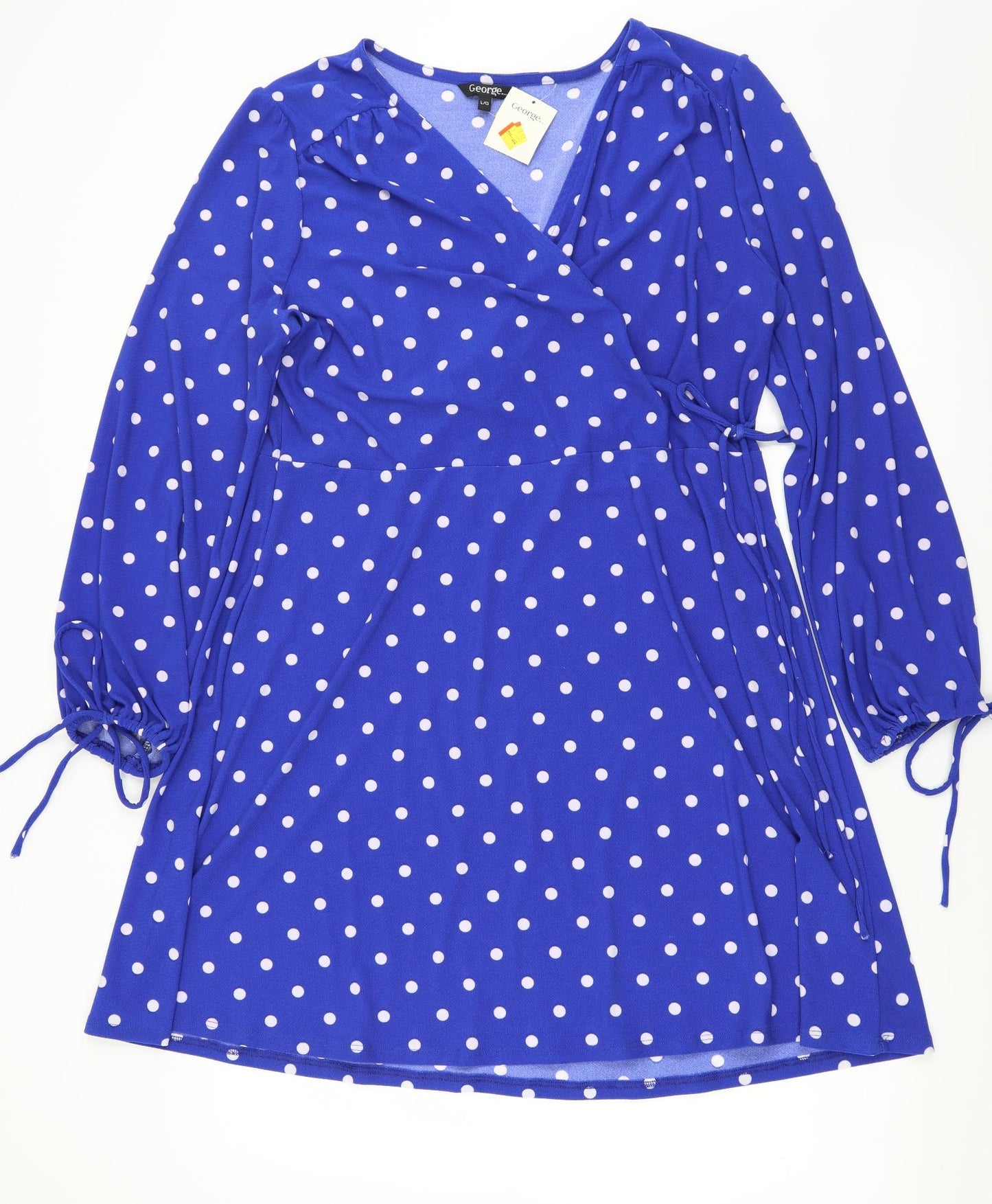 George Womens Blue Polka Dot  A-Line  Size L