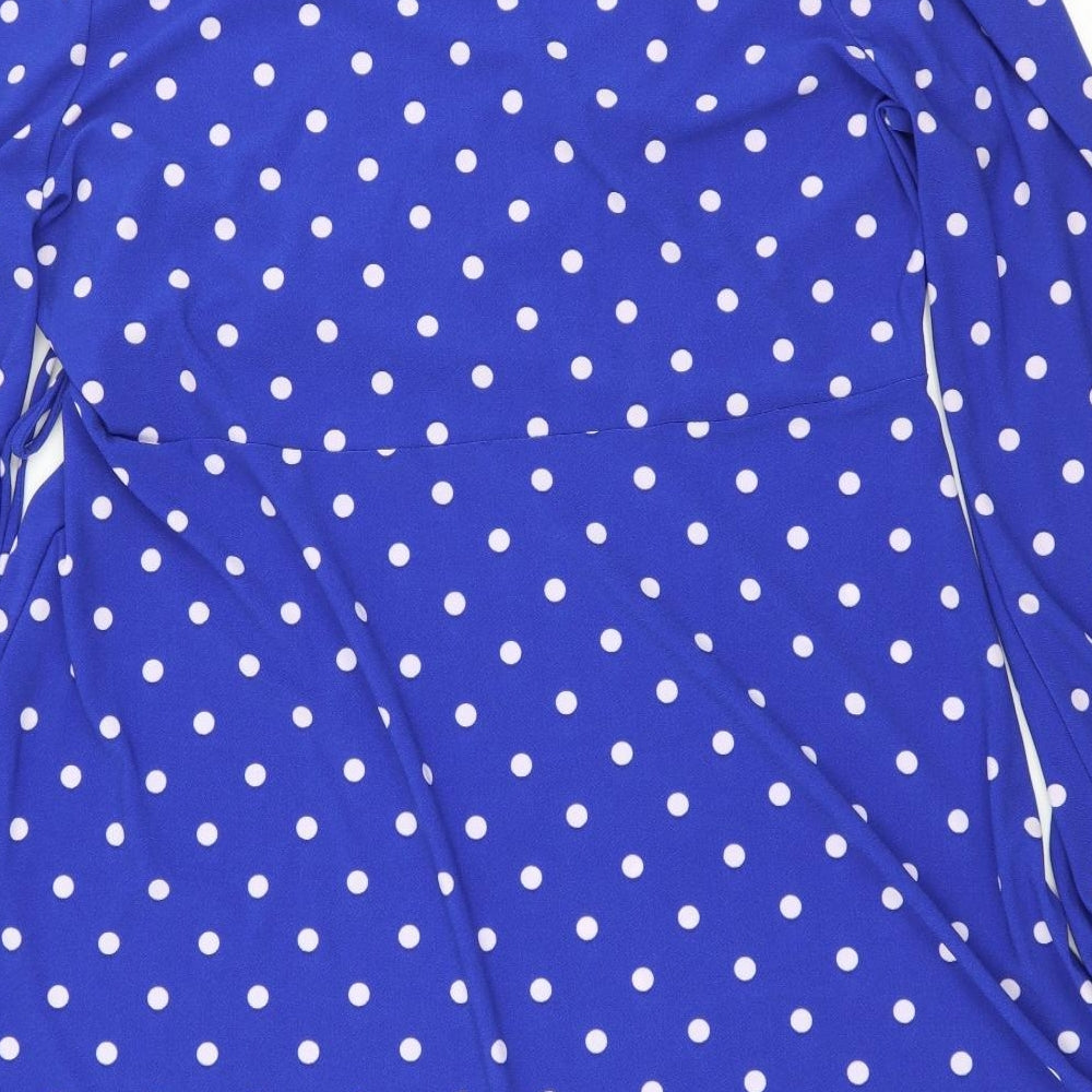 George Womens Blue Polka Dot  A-Line  Size L