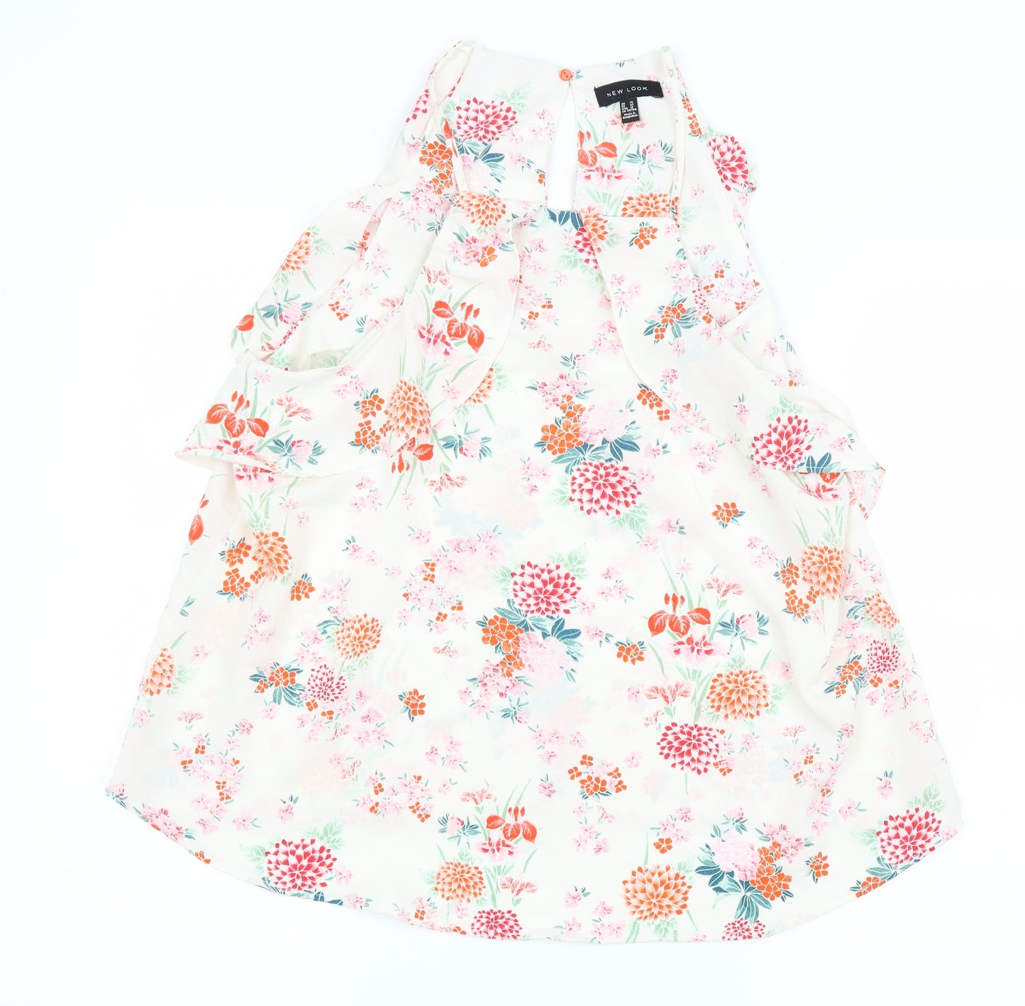 New Look Womens White Floral  Basic Blouse Size 14