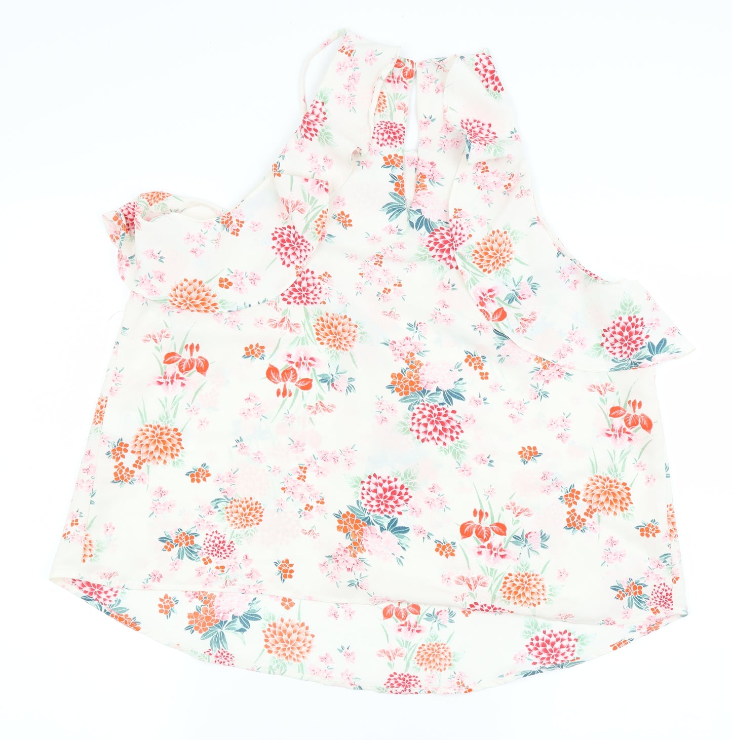 New Look Womens White Floral  Basic Blouse Size 14