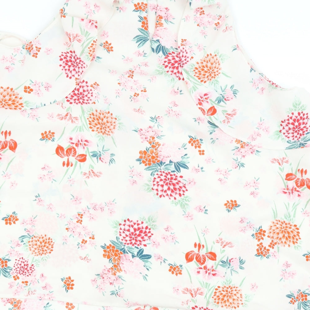 New Look Womens White Floral  Basic Blouse Size 14