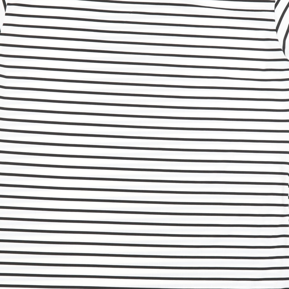 SheIn Womens White Striped  Basic T-Shirt Size L