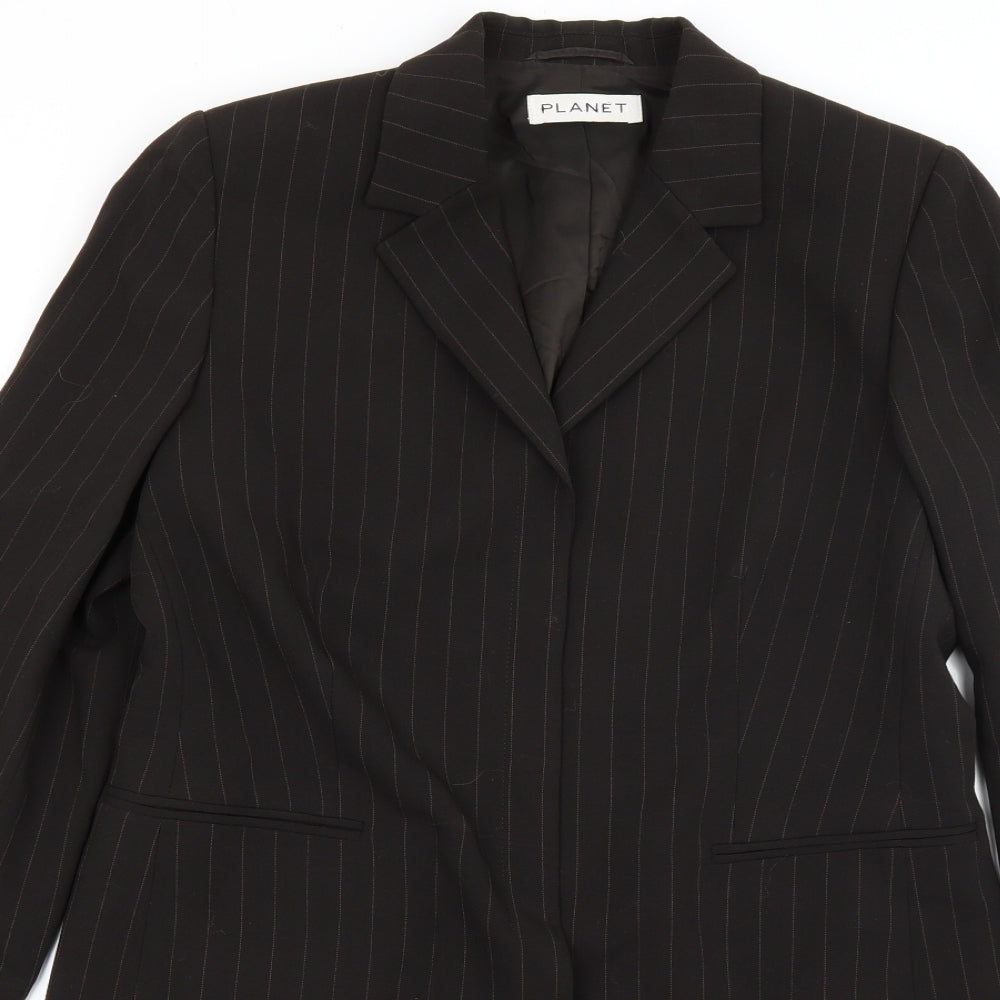 PLANET Womens Black Striped  Jacket Blazer Size 14