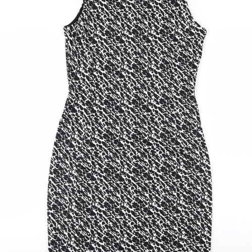 H&M Womens Black Animal Print  Bodycon  Size 8