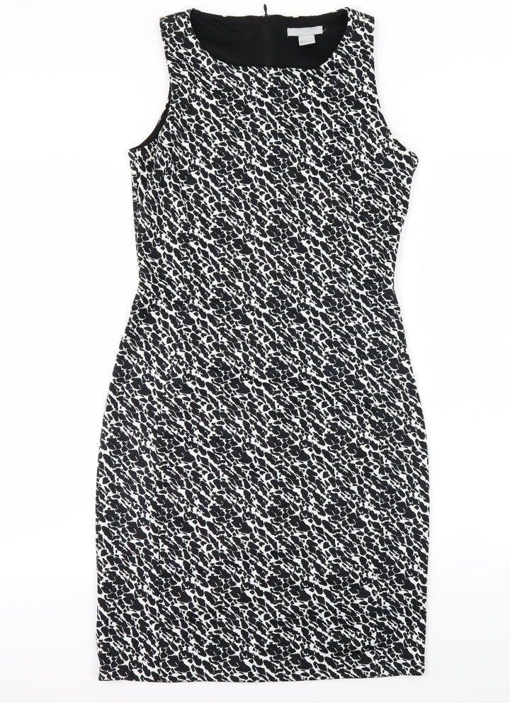 H&M Womens Black Animal Print  Bodycon  Size 8