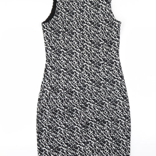 H&M Womens Black Animal Print  Bodycon  Size 8