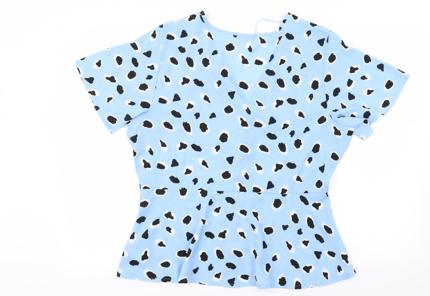 Quiz Womens Blue Animal Print  Basic Button-Up Size 16