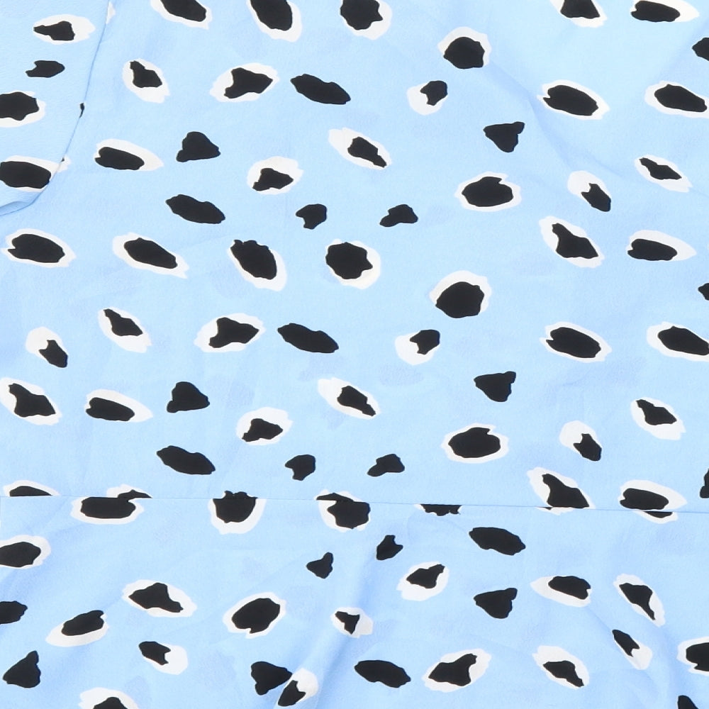 Quiz Womens Blue Animal Print  Basic Button-Up Size 16