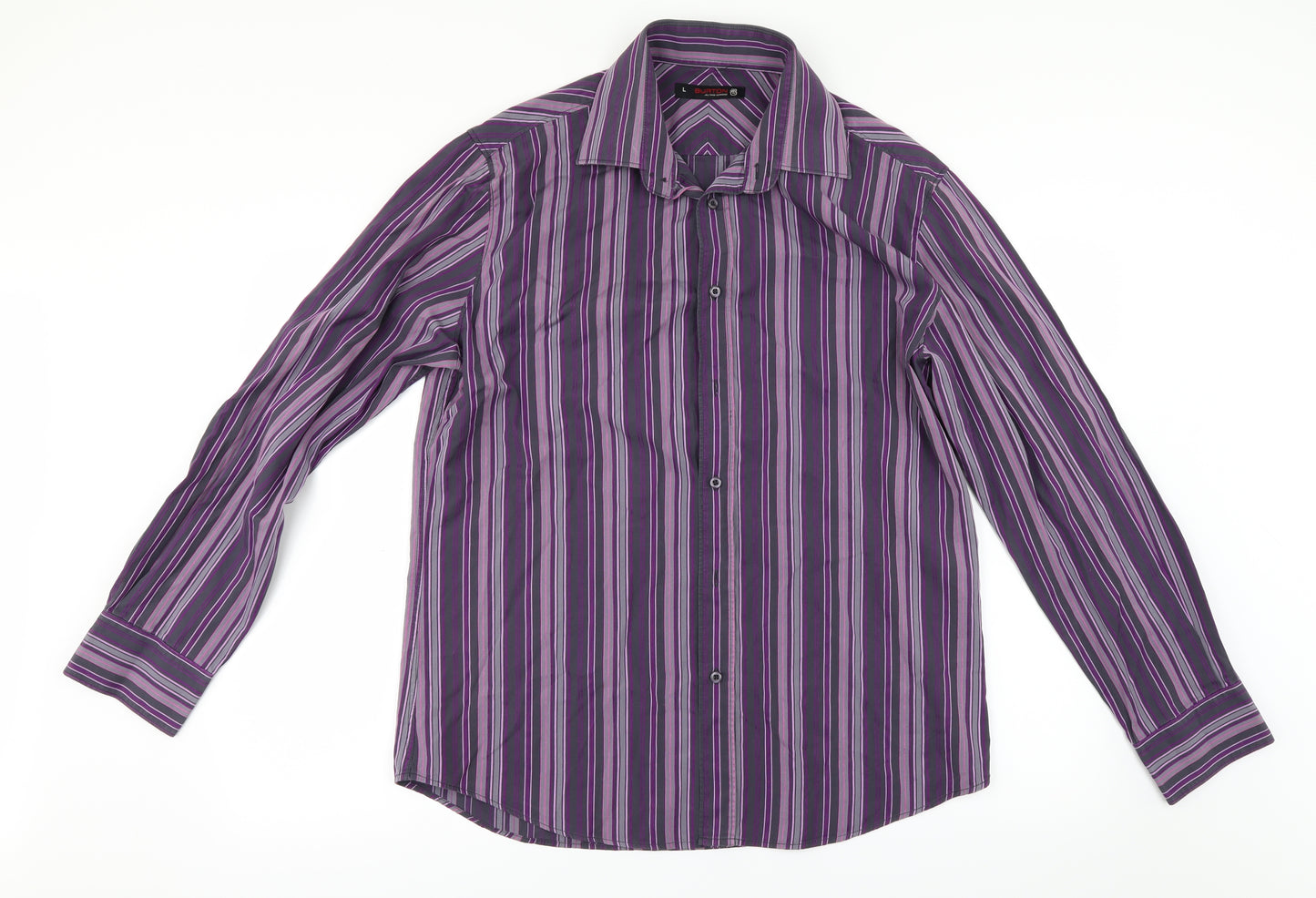Burton Mens Purple Striped   Button-Up Size L