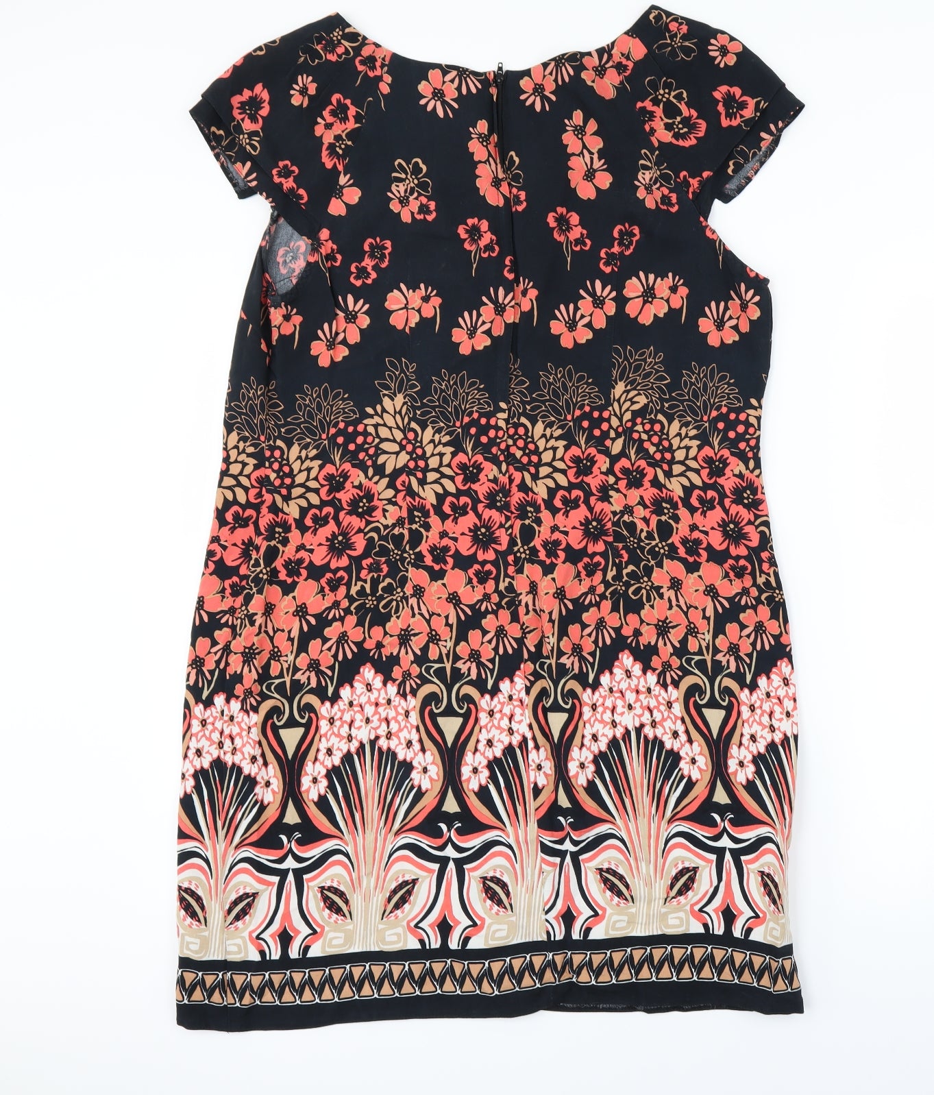 Dorothy Perkins Womens Black Floral  A-Line  Size 14