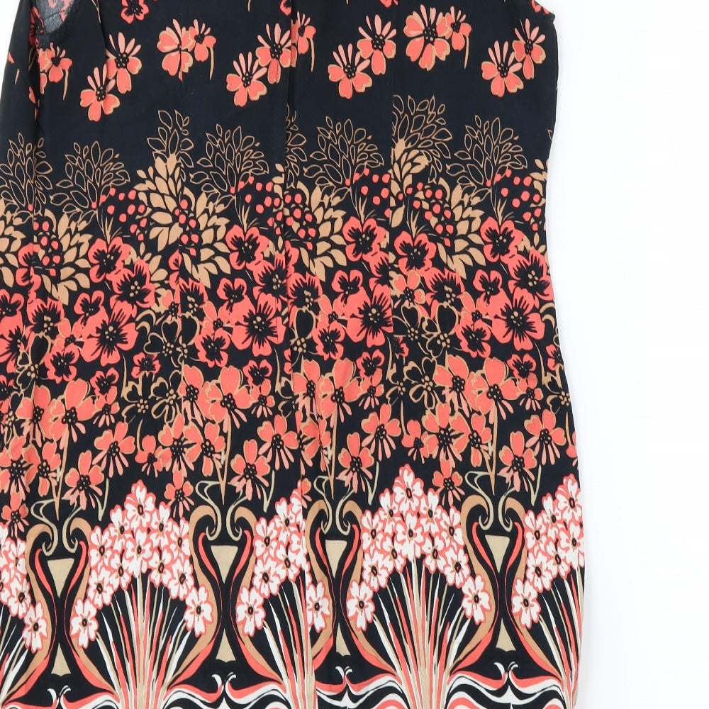 Dorothy Perkins Womens Black Floral  A-Line  Size 14