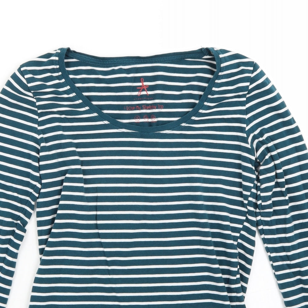 Primark Womens Green Striped  Basic T-Shirt Size 8