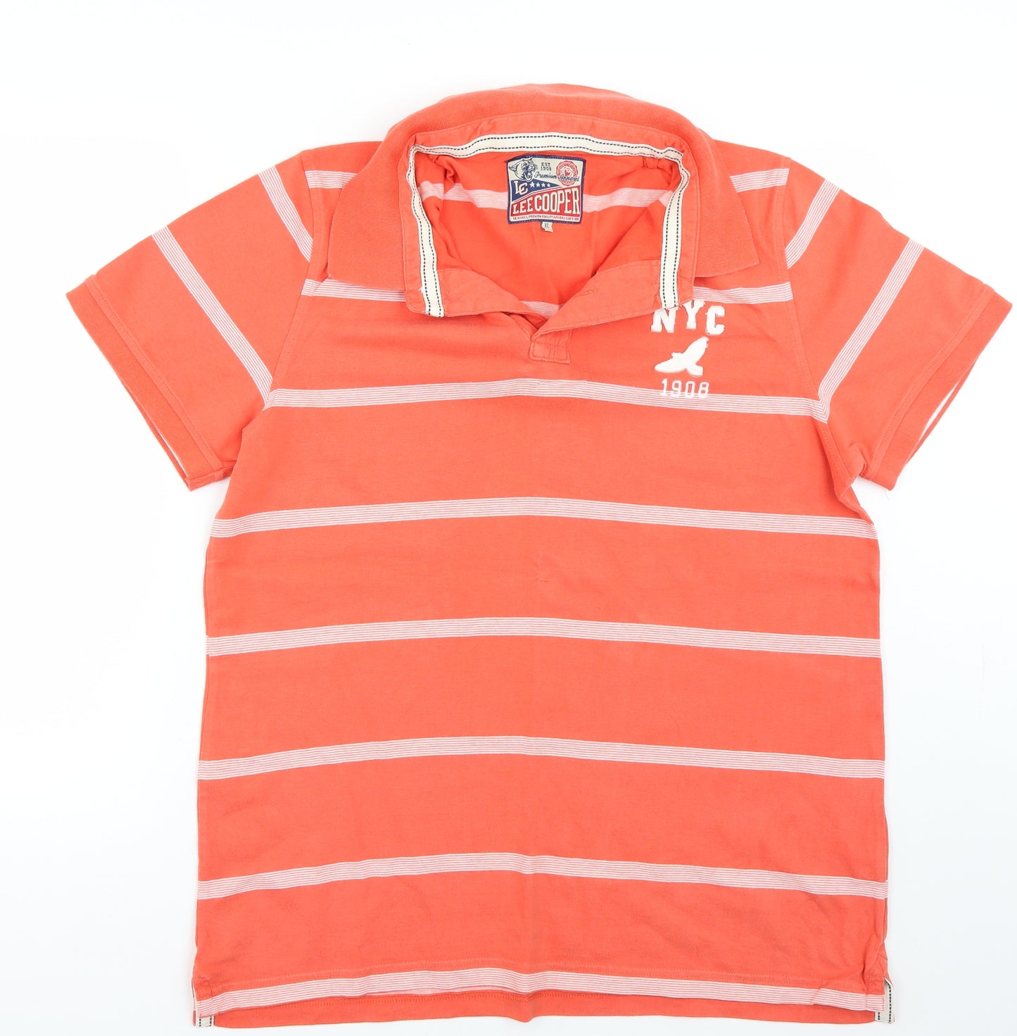 Lee Cooper Mens Orange Striped   T-Shirt Size XL