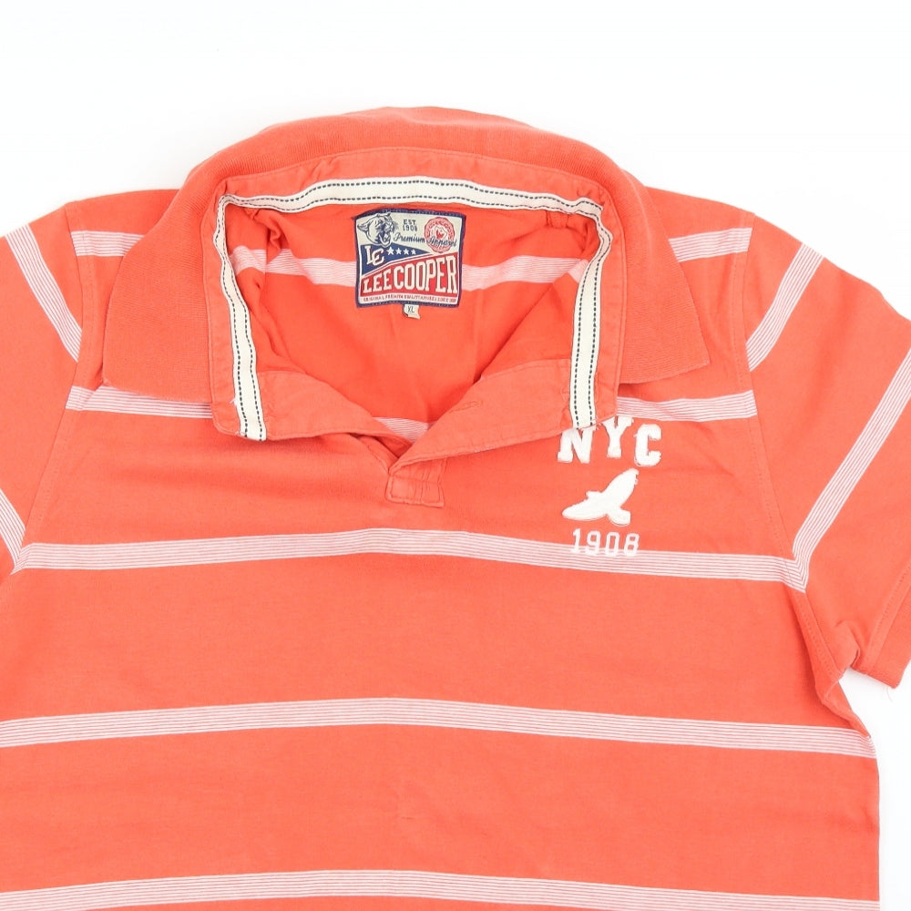 Lee Cooper Mens Orange Striped   T-Shirt Size XL